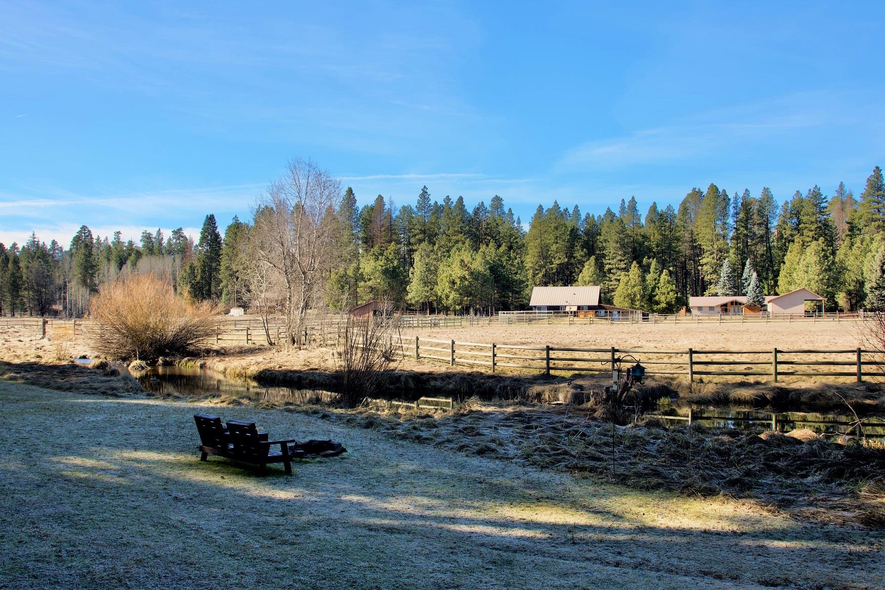 A perfect view of Cold Springs Creek, off the deck of Maple Cabin, at Cold Springs Resort in Camp Sherman, Oregon
