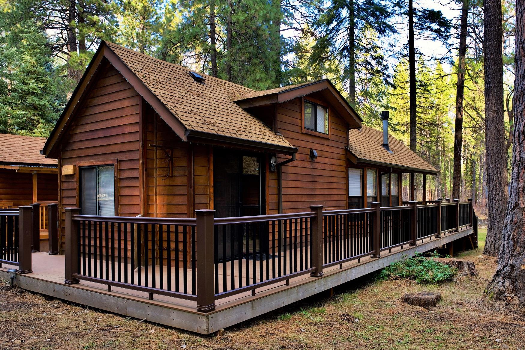 Exterior of Spruce Cabin at Cold Springs Resort in Camp Sherman, OR